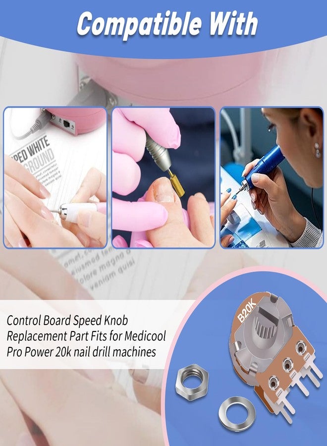 XTPTFABS Control Board Speed Knob Replacement Part(1 Control Board Speed Knob, 1 Washer, 1 nut) Fits for Medicool Pro Power 20k Nail Drill Machines - Image 2